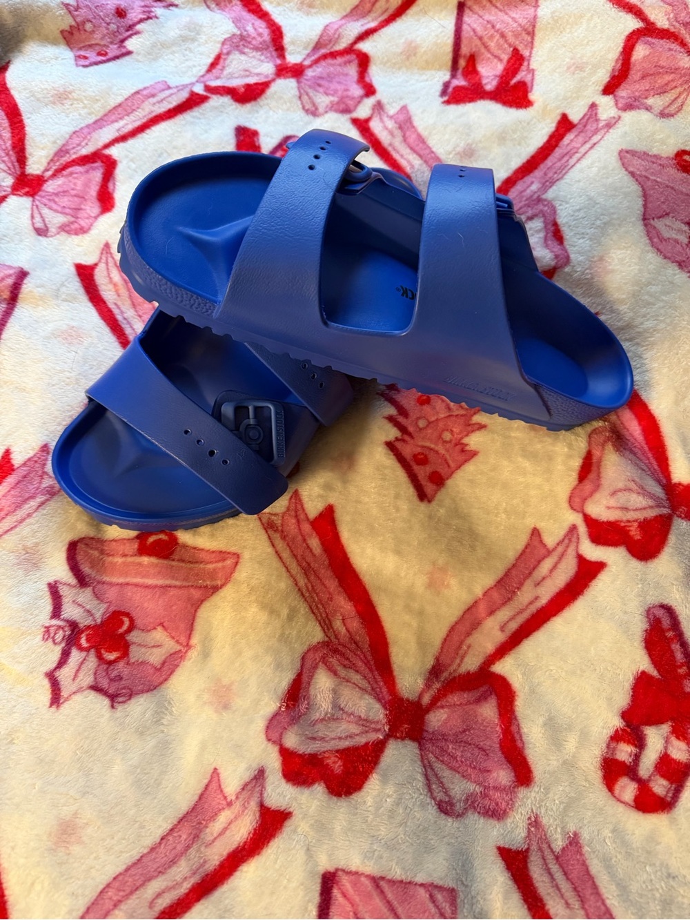 Birkenstock mens Royal Blue Two-Strap EVA Slide Sandals